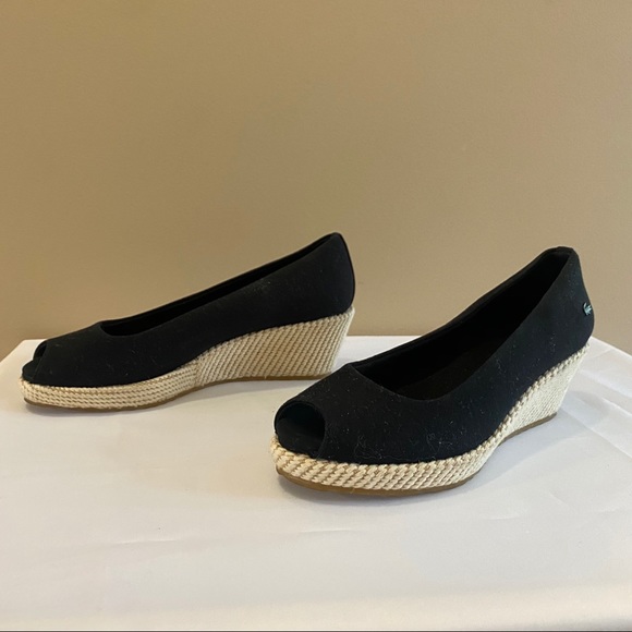 Lacoste Calvante Peep Toe Wedge Espadrille - Picture 5 of 9